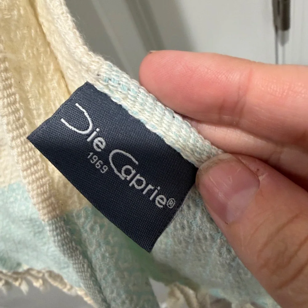 Die Caprie Unisex Hand Towel Set Turkish Cotton Diamond‎ Weave Blue Cream 18x20